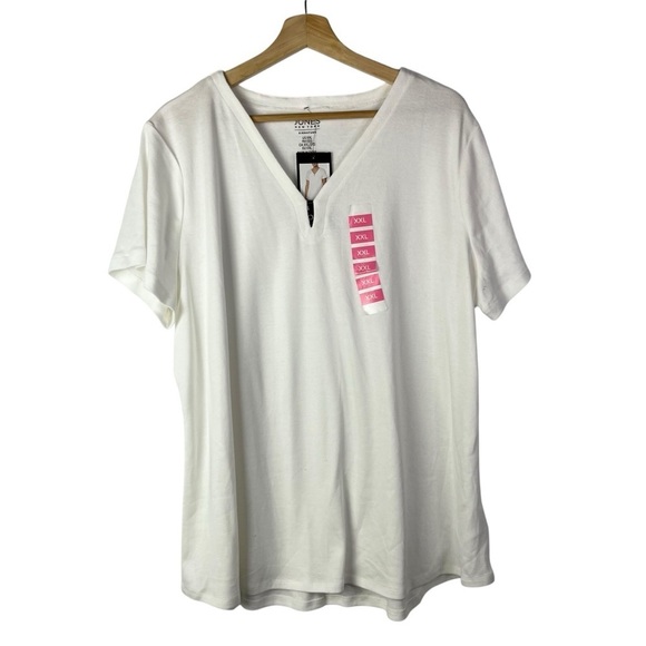 Jones New York White V-Neck Keyhole Bust Short Sleeve T-Shirt XXL - Picture 1 of 3
